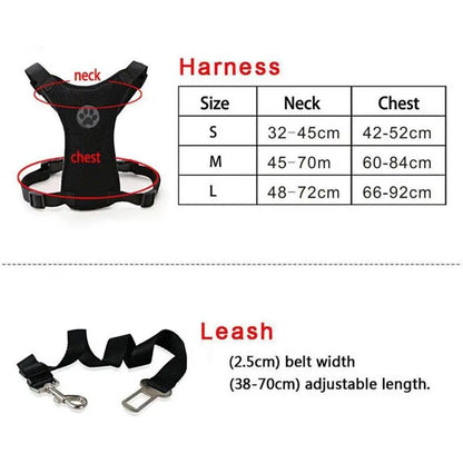 1pcs Breathable Mesh Dog Harness Leash With Adjustable Straps Pet Harness With Car Automotive Seat Safety Belt Dog Chest Straps