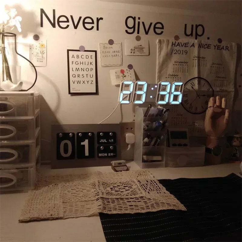 3D LED Digital Wall Clock