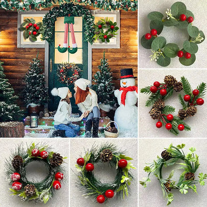 12cm Christmas Wreaths Door Christmas Tree Decor Hanging Wedding Flowers Wreaths Home Access Garland Crafts Artificial Plants