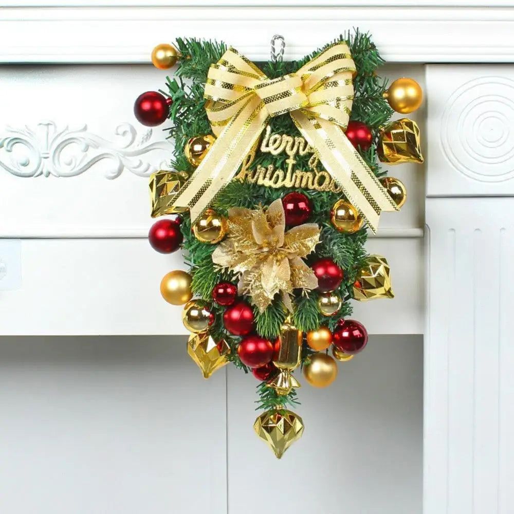 2024 Christmas Door Wreath Swag Wreath w/Large Ribbon Bows Xmas Decoration for Front Door Window Wall Door Home Decorations