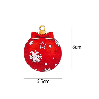 36/12pcs Merry Christmas Wooden Round Baubles Tags Christmas Balls Decoration DIY Craft Ornaments Xmas New Year Navidad Decor