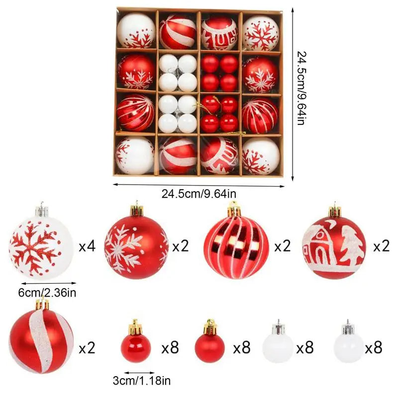 Christmas Ornaments Balls Shatterproof Hangings Tree Balls 44 PCS Christmas Tree Baubles Set Christmas Tree Ornaments For