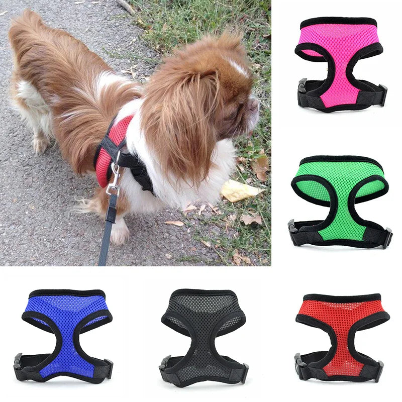 1PC Dog Harness Nylon Mesh Vest Dog Harness Vest Pet Chest Strap Pet Training Strap Lovely Adjustable Soft Breathable