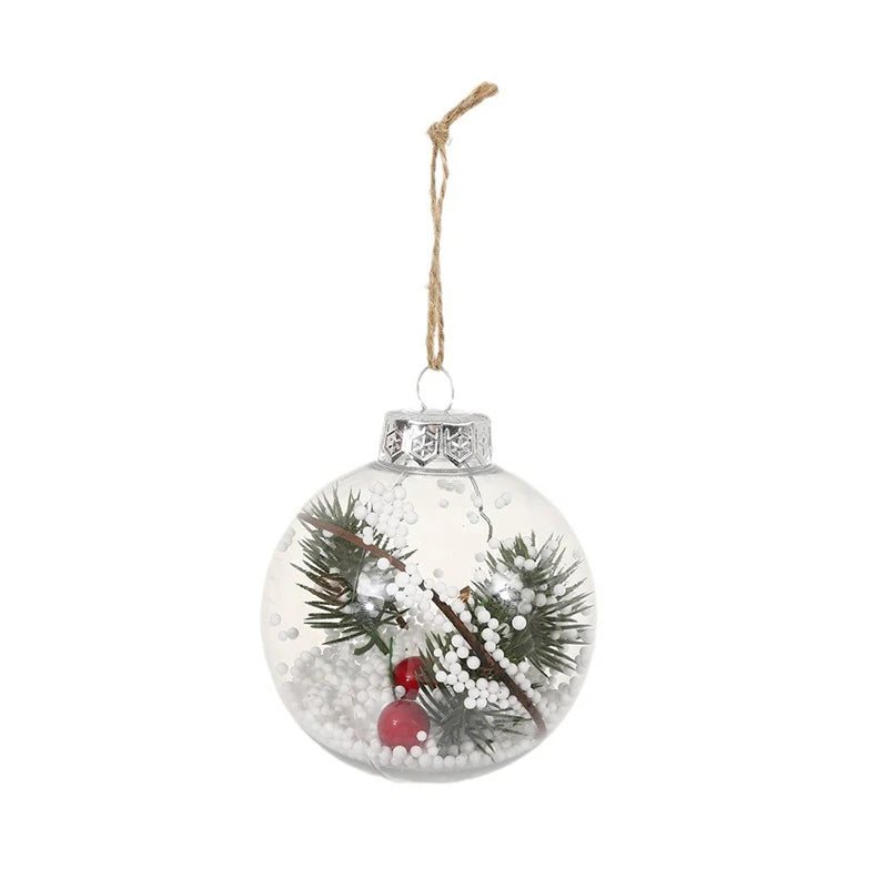 1PC Christmas Round Ball Pendant Transparent Plastic Fillable Bauble Xmas Tree Hanging Ornaments New Year Party Home Decoration