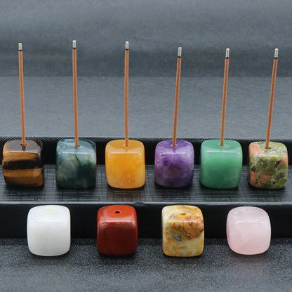 1pcs Natural Crystal Incense Sticks Holder Coil Censer Burner Rock Quartz Stone Base Buddhist Indoor Altar Table Home Decoration