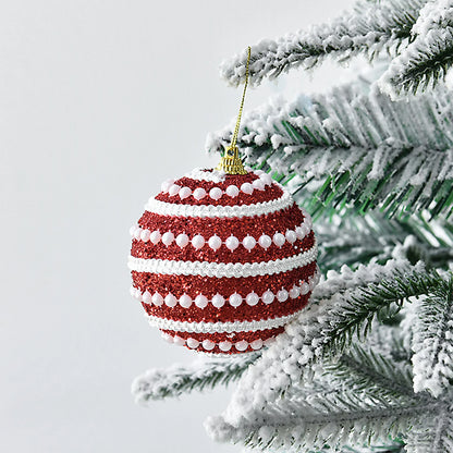 Christmas Balls Baubles Hanging Tree Pendants Ornament 8cm Holiday Shatterproof DIY Pearl Surrounded White Decorations Ornaments