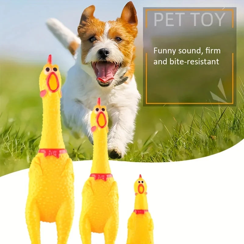 Screaming Chicken Sound Toy Cheap Yellow Rubber Squeaky Bite Chew Dog Toy Chicken