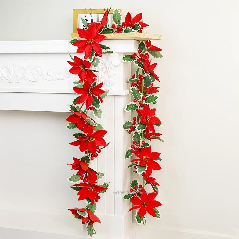 Christmas Garlands With Red Berries Artificial Christmas Wreaths For Home Xmas Tree Stairs Door New Year Navidad Decoration