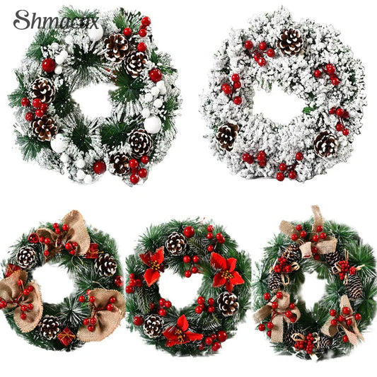 30cm Christmas Wreath For Front Door Christmas Door Wreath Pine Cone Ornaments Garland For Window Wall Indoor Outdoor Xmas Decor