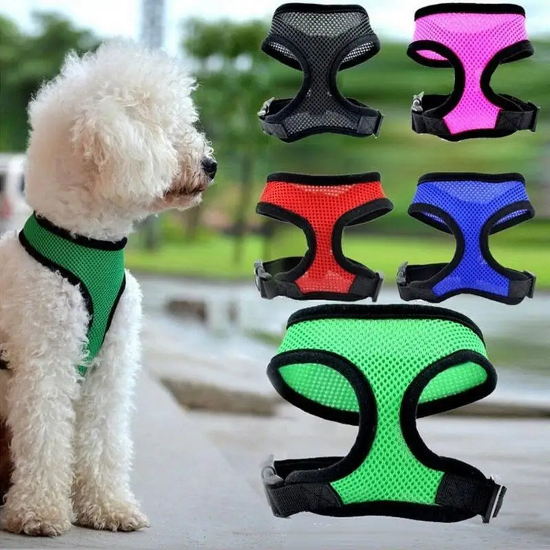 1PC Dog Harness Nylon Mesh Vest Dog Harness Vest Pet Chest Strap Pet Training Strap Lovely Adjustable Soft Breathable