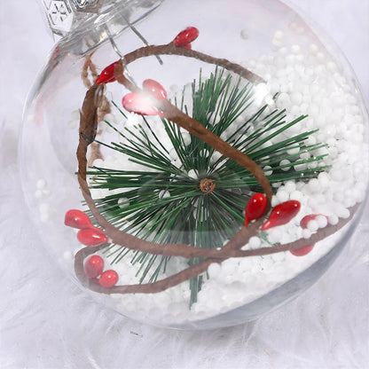 1PC Christmas Round Ball Pendant Transparent Plastic Fillable Bauble Xmas Tree Hanging Ornaments New Year Party Home Decoration