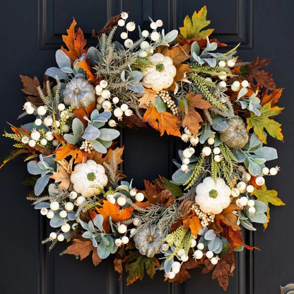 Garland Pendant Autumn Simulation Maple Leaf Wreath Artificial Floral Wall Decoration Creative 45 Cm Plastic Christmas Door Trim