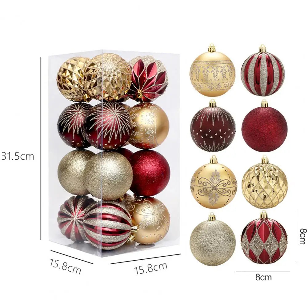 16Pcs 8cm Christmas Xmas Tree Ball Bauble Hanging Home Party Ornament Xmas Tree Decoration Balls Party Hanging Pendant Navidad