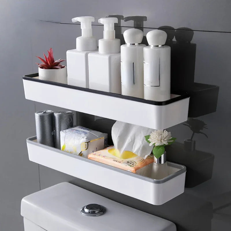 Punch-Free Wall-Mounted Bathroom Storage Rack