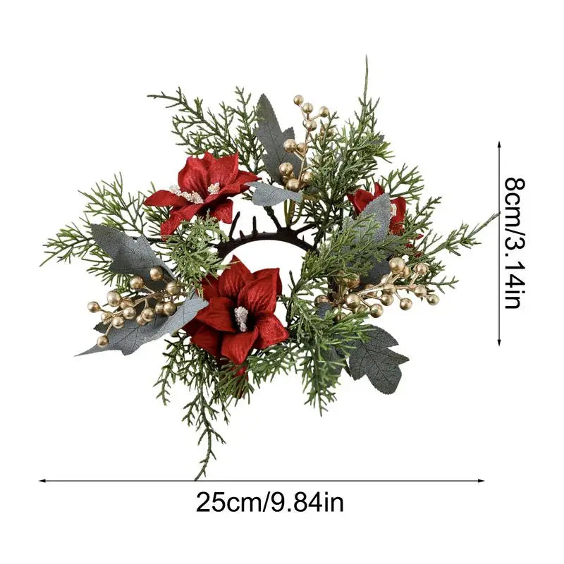 Pillar Candle Wreath Realistic Pillar Candle Ring Plants Wreath Artificial Tabletop Christmas Celebration Centerpiece Candles