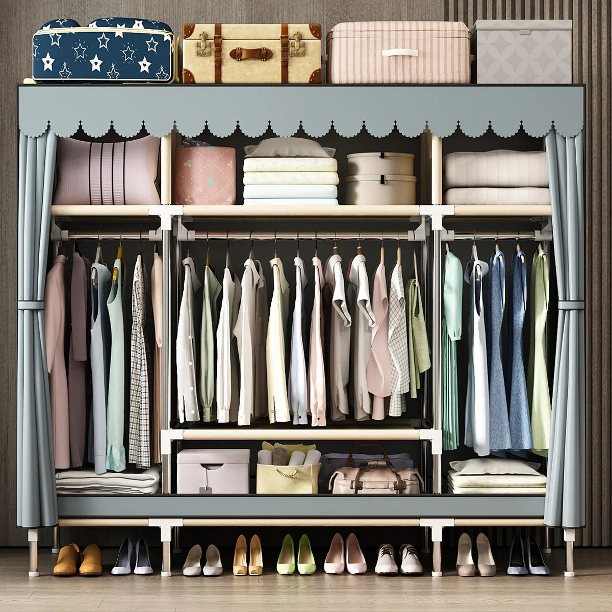 Durable Wardrobe with Dustproof Cover