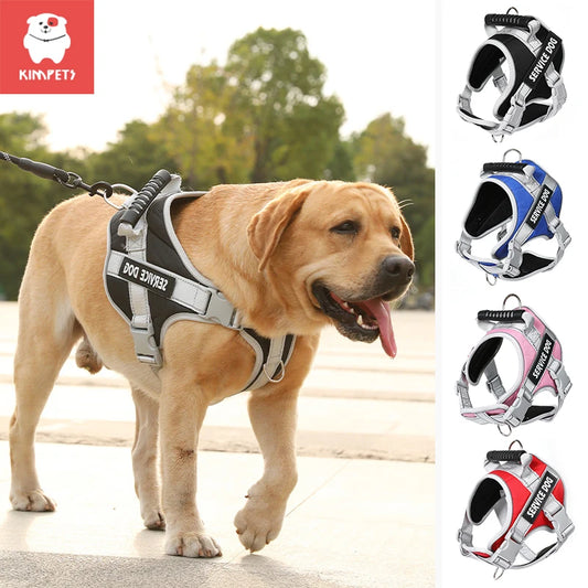 Kimpets Dog Harness Vest Labrador Retriever Chest Clothes Rope Medium Big Dog Reflective Adjustable Outdoor Walking Pet Supplies